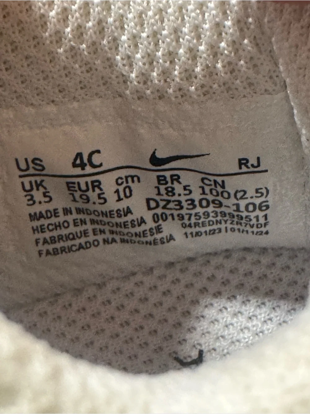 Nike Air Max 1 EasyOn Shoes DZ3309-106 Baby Toddler Size 4C White / Black